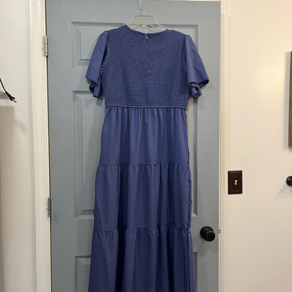 Blue Tiered Maxi Dress - Picture 2 of 3